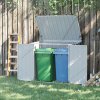 Outsunny 5ft x 3ft 2-Bin Garden Storage Shed, Double Rubbish Metal Storage Shed, Hideaway Dustbin with Locking Doors and Openable Lid, Grey