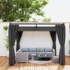 Outsunny 3 x 3(m) Pergola with Retractable Roof Canopy and Curtains, Metal Frame Garden Gazebo Outdoor Sun Shade Shelter for Grill, Patio, Deck, Charcoal Grey