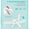 Outsunny Folding Sun Lounger with Wheels, 5-Position Adjustable Outdoor Deck Chair Furniture, Garden Beach Patio Pool Lounger Recliner Seat, White