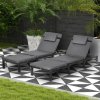 Outsunny Rattan Sun Lounger Set of 2, 5-Level Adjustable Garden Lounger Recliner with Cushion and Headrest, Outdoor Reclining Sunbed, Steel Frame Garden Chair for Patio, Beach, Terrace, Dark Grey