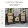 Outsunny Folding Zero Gravity Chairs, 3 Pieces Adjustable Sun Lounger and Table Set with Cup Holder and Headrest, Patio Bistro Set with Reclining Garden Chairs for Outdoor, Beige