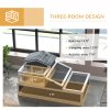 PawHut Tortoise House 3-Room Wooden Tortoise Enclosure Large Reptile Cage with 2 Stories, Ladder, Balcony, Tray, Openable Roof, 59H x 112L x 65Wcm, Grey