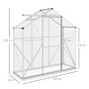 Outsunny 6 x 2.5ft Polycarbonate Greenhouse, Walk-In Green House with Sliding Door, 5-Level Roof Vent, Rain Gutter, Garden Plants Grow House with Aluminium Frame and Foundation, Silver