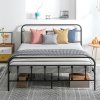 HOMCOM 4ft6 Double Bed Frame with Underbed Storage, Metal Platform Bed frame with Tall Headboard, Footboard and Steel Slat Support, No Box Spring Needed, Easy Assembly, Black