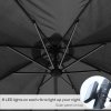 Outsunny 3(m) Banana Cantilever Parasol with Solar LED Lights, Garden Umbrella with Cross Base and Crank Handle, Hanging Offset Sun Shade for Outdoor, Patio, Black