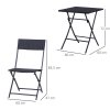 Outsunny 3 Pieces Folding Rattan Bistro Set, Garden Furniture Bistro Set with Folding Garden Table and Chairs, Wicker Balcony Furniture for Outdoor, Patio, Porch, Black
