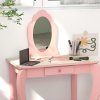 ZONEKIZ Kids Dressing Table, Girls Vanity Table Cute Animal Design with Mirror, Stool, Desk, Drawer for Kids Room, Bedroom, Nursery, 3-6 Years Old, Pink