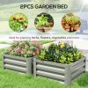 Outsunny Set of 2 Raised Garden Bed, Outdoor Planter Box with Galvanised Steel Frame for Growing Vegetables, Flowers and Herbs, 60 x 60 x 30.5 cm, Light Grey