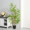 Outsunny Set of 2 120cm/4FT Artificial Bamboo Trees Decorative Plant w/ Heavy Pot Indoor Outdoor Style Home Office Greenery Decoration