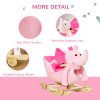 HOMCOM 2 In 1 Plush Baby Ride on Rocking Horse Elephant Rocker with Wheels Wooden Toy for Kids 32 Songs for 18+ Months (Pink)