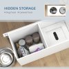 PawHut Raised Dog Bowls, Dog Feeding Station with Slow Feeder Mat, Storage Cabinet, 3 Stainless Steel Bowls, Semi-Auto Dispenser Function, for Large, Extra Large Breeds, White