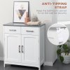 kleankin Freestanding Bathroom Cabinet, Storage Cupboard with 2 Drawers, Double Doors, Adjustable Shelf, White