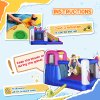 Outsunny Bouncy Castle for Children, 5 in 1 Inflatable Bounce House Unicorn Design with Blower, Slide, Climbing Wall, Basketball Hoop, for Ages 3-8 Years