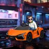AIYAPLAY Lamborghini Revuelto Licensed Electric Car for Kids with Butterfly Doors, 12V Kids Electric Ride On with Suspension, Remote Control, LED Lights, Horn, USB, MP3 for 3-5 Years, Orange