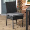 Outsunny 2 Pieces PE Rattan Garden Chairs with Cushion, Patio Wicker Dining Chairs with Backrest for Patio, Deck, Garden, Black
