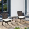 Outsunny 2 Pieces PE Rattan Garden Chairs with Cushion, Patio Wicker Dining Chairs with Backrest for Patio, Deck, Garden, Brown