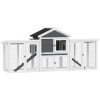 PawHut Large Chicken Coop with Run Garden Hen House Poultry Coops Cages with Nesting Box Wooden 204 x 85 x 93cm, Grey