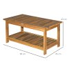 Outsunny Wooden Garden Coffee Table, Outdoor Side Table with Bottom Storage Shelf for Patio, Deck, Lawn, Garden, 90 x 45 x 43 cm, Teak