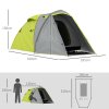Outsunny 2 Man Camping Tent, Dome Tent with Bedroom and Living Room, 2000mm Waterproof, Portable with Bag, for Fishing Hiking Festival, Yellow