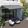Outsunny 3x2.5m LED Light Full Cassette Case Electric/Manual Awning Door Window Sun Shade Patio Canopy Retractable w/ Remote Grey