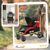 PawHut Dog Stroller, Easy Folding Pet Stroller for Large Dogs, Puppy Pram Pet Pushchair with 4 Big Wheels, Shock-Absorbing Frame, Safety Leashes, Brakes, Red/Black