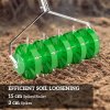 Outsunny Rolling Lawn Aerator, Heavy Duty Garden Aerator, Manual Lawn Spike Roller with T-bar Grip and 3 Piece Detachable Handle, Outdoor Garden Lawn Tool Dark Green