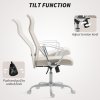 HOMCOM Executive Office Chair, Fabric Computer Desk Chair with High Back, Swivel Wheels, Armrest, Height Adjustable for Home, Cream White