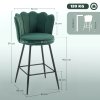 HOMCOM Bar Stools Set of 2, Modern Velvet-Feel Barstools with Petal Backrest and Footrest, Upholstered Breakfast Bar Chairs with Metal Legs for Kitchen Island Counter, Dining Room, Dark Green