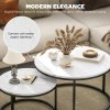 HOMCOM Round Nesting Coffee Table Set of 2, Large Stacking End Side Table with Steel Frame for Living Room, Bedroom, Home Office, 78.5 x 78.5 x 46.5 cm, Marble White
