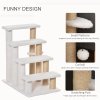 PawHut Pet Stair, Cat Tree with 4-step Climb Ladder, Scratching Posts, Platforms, Toy Ball, for Indoor Elderly Cats Kittens, White