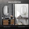 HOMCOM Oval Bathroom Mirror, Modern Wall-mounted Vanity Mirror with Wide Aluminium Frame, Tempered Glass for Living Room, Entryways, Horizontal or Vertical Hanging, 60 x 90cm, Silver