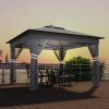 Outsunny 3 x 3(m) Pop Up Gazebo with Sides, 20 Solar-Powered LED Lights, Netting, Roller Bag, 4 Weight Bags, Marquee Party Tent, Height Adjustable Instant Event Shelter, Grey