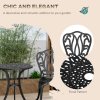 Outsunny 3 Piece Garden Bistro Set, Cast Aluminium Outdoor Furniture Set with Umbrella Hole for Balcony, Porch, Patio, Black