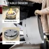 Outsunny Outdoor Round Fire Pit with Grill Net, Portable Wood Burning Firepit with Poker and Foldable Legs, Stainless Steel for Patio Bonfire BBQ Camping, Silver