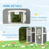 Outsunny Wooden Playhouse for Kids Outdoor Wendy House Indoor with Doors, windows, Plant Box, Floors, for 3-8 Years, for Garden, Lawn, Patio - Grey