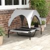 PawHut Cooling Raised Dog Bed, Elevated Pet Bed with Breathable Mesh, UV Protection Canopy, Foot Pads, for Indoor Outdoor, Medium, Large Dogs, 91 x 76 x 89cm - Light Grey