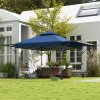 Outsunny 3 x 3(m) Pop Up Gazebo with Extend Dual Awnings, 1 Person Easy up Marquee Party Tent with 1-Button Push, Double Roof, Wheeled Bag, Sandbags, Height Adjustable Instant Shelter, Blue
