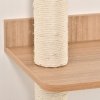 PawHut Cat Tree for Indoor Cats, Wall Mounted Cat Shelf w/ Perch, Cat House, Scratching Post - Beige