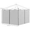 Outsunny Gazebo Side Panels with Zipped Doors, for 3x3 m or 3x6 m Pop Up Gazebo, 2 Pack Sides Replacement, Light Grey