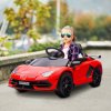 HOMCOM Lamborghini Aventador Licensed Kids' Electric Ride-on with Remote Control, 12V Powered Electric Car for Kids with Butterfly Doors, Auxiliary wheels, Music, Horn, Suspension - Red