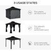 Outsunny 3 x 3.7m Outdoor Hardtop Gazebo Canopy Aluminium Frame with 2-Tier Roof & Mesh Netting Sidewalls for Patio, Dark Grey