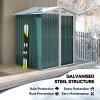 Outsunny 5ft x 4ft Garden Shed, Metal Tool Storage Shed with Sliding Door, Sloped Roof and Foundation Kit for Garden, Patio, Green