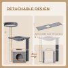 PawHut Cat Tree for Indoor Cats 95cm Climbing Tower Kitten Activity Center with Sisal Scratching Post Perch Roomy Condo Hammock Removable Felt Hanging Toy, Grey