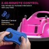 AIYAPLAY Angry Bird Licensed 12V Kids Bumper Car, 360 Rotation Waltzer Car with Joysticks, Remote Control, Music USB LED Lights, for 3-5 Years Old - Pink