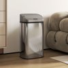 HOMCOM 48L Sensor Bin, Stainless Steel Kitchen Bin with Automatic Soft Close Lid and Fingerprint-Proof for Recycling and Waste, Silver Tone