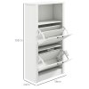 HOMCOM Modern Shoe Cabinet with 2 Flip Drawers and Adjustable Shelves, Narrow Shoe Storage Cabinet with Open Compartment, Holds 10 Pairs for Entryway, Hallway, White