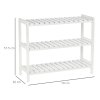 HOMCOM 3-Tier Shoe Rack Wood Frame Slatted Shelves Spacious Open Hygienic Storage Home Hallway Furniture Family Guests 70L x 26W x 57.5H cm