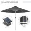 Outsunny 3(m) Solar Powered Garden Parasol with Lights, LED Lighted Deck Umbrella with 48mm Aluminium Pole, Crank, Solar Charged and USB Type-c, for Balcony, Outdoor and Lawn, Charcoal Grey