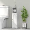 HOMCOM Small Bathroom Storage Cabinet, Freestanding Toilet Roll Holder, Slim Bathroom Cabinet with Adjustable Shelf for Small Spaces, White