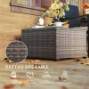 Outsunny Outdoor Coffee Table, PE Rattan Side Table with Tempered Glass Top, Wicker Square Garden Coffee Table End Table with Steel Frame for Patio, Balcony, 60 x 62 x 38cm, Dark Grey